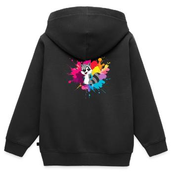 Waschbär - Kinder Premium Organic Zip Hoodie - Schwarz - Hinten - AI Model Kid Male (0cm)