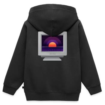 CRT Design - Future Retro Tapete - Kinder Premium Organic Zip Hoodie - Schwarz - Hinten - AI Model Kid Male (0cm)