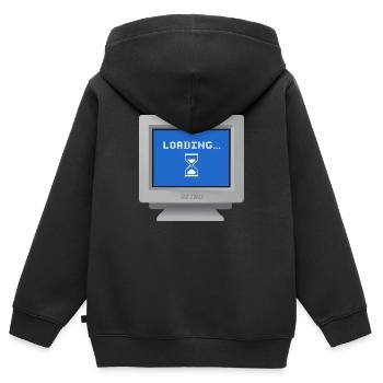 CRT design - Loading Wallpaper - Kinder Premium Organic Zip Hoodie - Schwarz - Hinten - AI Model Kid Male (0cm)