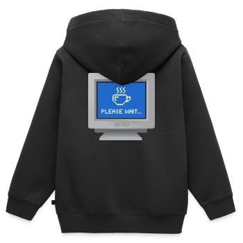 CRT Design - Tapete "Bitte warten" - Kinder Premium Organic Zip Hoodie - Schwarz - Hinten - AI Model Kid Male (0cm)