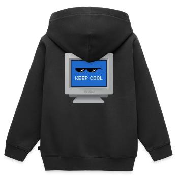 CRT Design - "Stay Cool" Tapete - Kinder Premium Organic Zip Hoodie - Schwarz - Hinten - AI Model Kid Male (0cm)