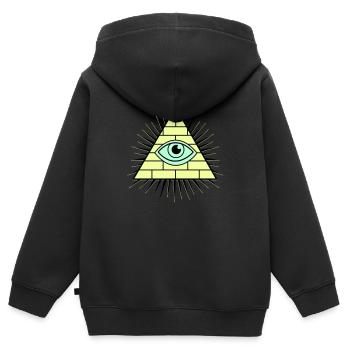Illuminati Pyramide - Kinder Premium Organic Zip Hoodie - Schwarz - Hinten - AI Model Kid Male (0cm)