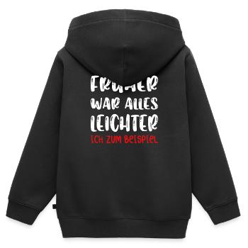 Früher war alles besser ich bin von früher. - Kinder Premium Organic Zip Hoodie - Schwarz - Hinten - AI Model Kid Male (0cm)