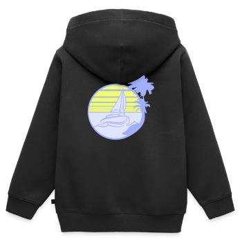 Schiff Sonne Streifen Matrose Kapitän Wasser Boot - Kinder Premium Organic Zip Hoodie - Schwarz - Hinten - AI Model Kid Male (0cm)