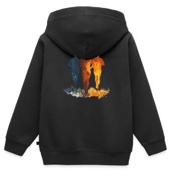 Cadeau parfait pour les athlètes d’endurance - Sweat Premium à capuche zippé enfant bio - noir - Dos - AI Model Kid Male (0cm)
