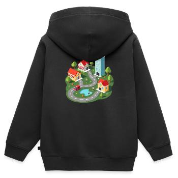 Auto Spielmatte - Vatertag mit Autos - Kinder Premium Organic Zip Hoodie - Schwarz - Hinten - AI Model Kid Male (0cm)