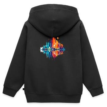 Gebäude Stadtbild Moderne Wolkenkratzer Stadt - Kinder Premium Organic Zip Hoodie - Schwarz - Hinten - AI Model Kid Male (0cm)