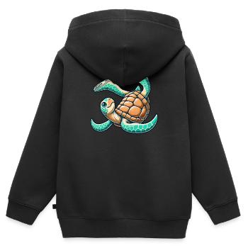 Tollpatschige Schildkröte im Handstand - Kinder Premium Organic Zip Hoodie - Schwarz - Hinten - AI Model Kid Male (0cm)