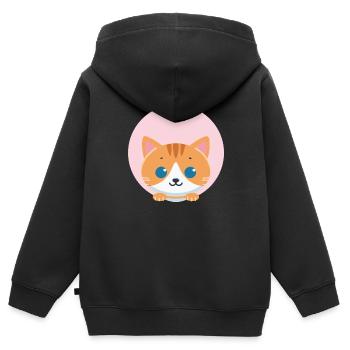 Orangene Katze - Kinder Premium Organic Zip Hoodie - Schwarz - Hinten - AI Model Kid Male (0cm)