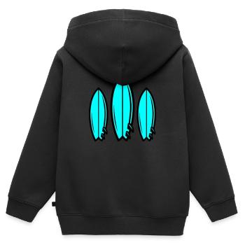 Planche de surf symbole surf - Sweat Premium à capuche zippé enfant bio - noir - Dos - AI Model Kid Male (0cm)