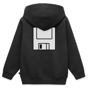 Disque ordinateur Floppy - Sweat Premium à capuche zippé enfant bio - noir - Dos - AI Model Kid Male (0cm)