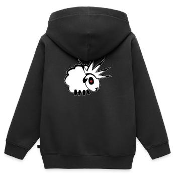 OVEJA PUNK - Kinder Premium Organic Zip Hoodie - Schwarz - Hinten - AI Model Kid Male (0cm)