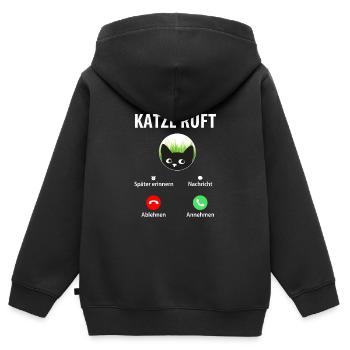 Katze ruft an Annehmen Ablehnen Smartphone Handy - Kinder Premium Organic Zip Hoodie - Schwarz - Hinten - AI Model Kid Male (0cm)