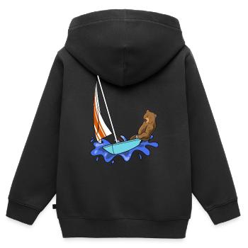 Seglen Segelboot Segler - Kinder Premium Organic Zip Hoodie - Schwarz - Hinten - AI Model Kid Male (0cm)