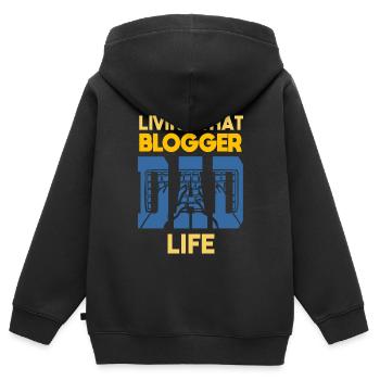 Living That Blogger Dad Life Blogger Papa - Kinder Premium Organic Zip Hoodie - Schwarz - Hinten - AI Model Kid Male (0cm)