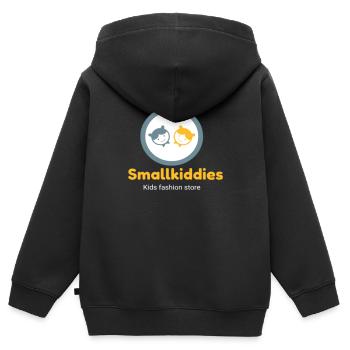 Small Kiddies Fashion - Kinder Premium Organic Zip Hoodie - Schwarz - Hinten - AI Model Kid Male (0cm)