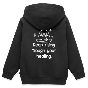 Reiki Geschenke | Reikimeister Reiki Therapeuten - Kinder Premium Organic Zip Hoodie - Schwarz - Hinten - AI Model Kid Male (0cm)