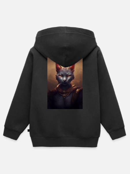 Warrior Cat - Kids Premium Organic Zip-up Hoodie - black