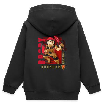 Playmobil Novelmore Burnham Raiders Brody - Kinder Premium Organic Zip Hoodie - Schwarz - Hinten - AI Model Kid Male (0cm)