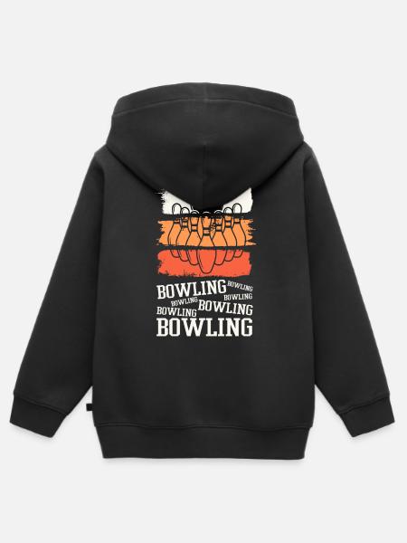 Bowling Bowlen Bowlingkugel Pins Bowlingspieler - Hoodie Premium med dragkedja barn ekologisk - svart
