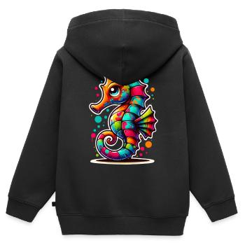 Hippocampe Hippocampe - Sweat Premium à capuche zippé enfant bio - noir - Dos - AI Model Kid Male (0cm)