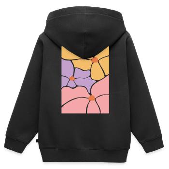Boho Flora Blumen - Kinder Premium Organic Zip Hoodie - Schwarz - Hinten - AI Model Kid Male (0cm)