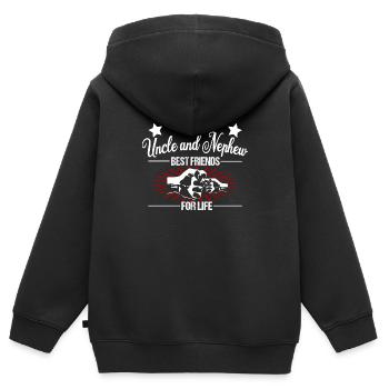 Oncle et neveu Best Friends for Life Sayings Fun - Sweat Premium à capuche zippé enfant bio - noir - Dos - AI Model Kid Male (0cm)