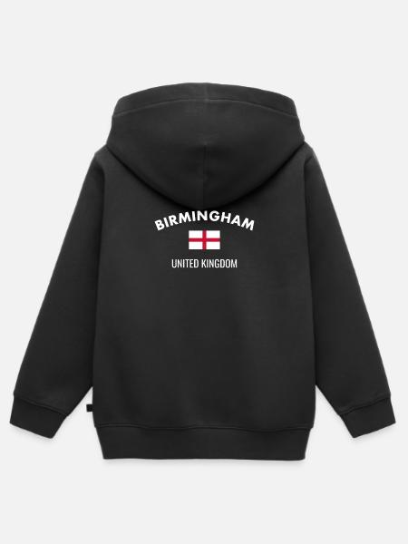 Birmingham Angleterre Drapeau anglais Anglais - Sweat Premium à capuche zippé enfant bio - noir