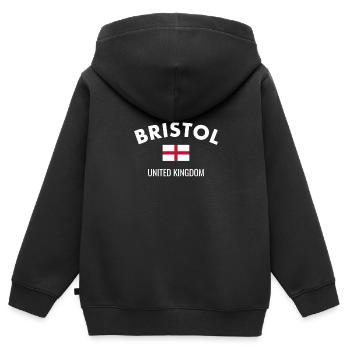 Bristol Angleterre Anglais Drapeau Anglais - Sweat Premium à capuche zippé enfant bio - noir - Dos - AI Model Kid Male (0cm)