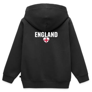 Angleterre Anglais Drapeau anglais - Sweat Premium à capuche zippé enfant bio - noir - Dos - AI Model Kid Male (0cm)