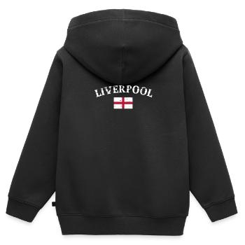 Liverpool Angleterre Vintage Drapeau Anglais - Sweat Premium à capuche zippé enfant bio - noir - Dos - AI Model Kid Male (0cm)