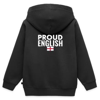 Fier drapeau anglais anglais Angleterre - Sweat Premium à capuche zippé enfant bio - noir - Dos - AI Model Kid Male (0cm)
