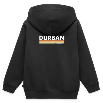 Durban Afrique du Sud Rétro Afrique du Sud Afrique du Sud - Sweat Premium à capuche zippé enfant bio - noir - Dos - AI Model Kid Male (0cm)
