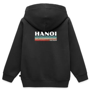 Hanoi Vietnam Vintage Vietnamesische Vietnamese - Kinder Premium Organic Zip Hoodie - Schwarz - Hinten - AI Model Kid Male (0cm)