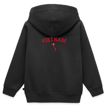 Vietnam Vintage Karte Vietnamesische Flagge - Kinder Premium Organic Zip Hoodie - Schwarz - Hinten - AI Model Kid Male (0cm)