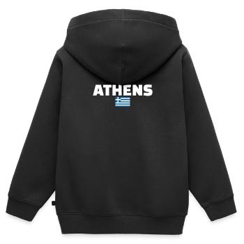 Athènes Grèce Drapeau grec Grec - Sweat Premium à capuche zippé enfant bio - noir - Dos - AI Model Kid Male (0cm)