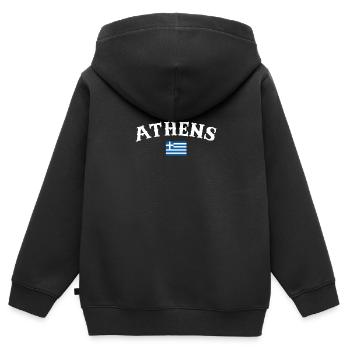Athènes Grèce Drapeau grec Grec - Sweat Premium à capuche zippé enfant bio - noir - Dos - AI Model Kid Male (0cm)
