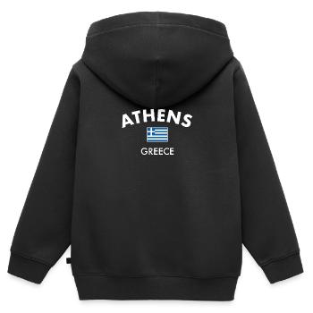 Athènes Grèce Drapeau grec Grec - Sweat Premium à capuche zippé enfant bio - noir - Dos - AI Model Kid Male (0cm)