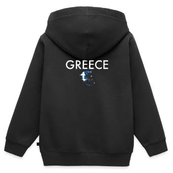 Grèce Grèce Carte Drapeau grec - Sweat Premium à capuche zippé enfant bio - noir - Dos - AI Model Kid Male (0cm)