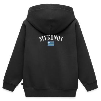 Mykonos Grèce Drapeau grec Grec - Sweat Premium à capuche zippé enfant bio - noir - Dos - AI Model Kid Male (0cm)