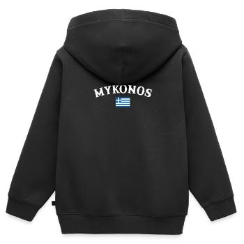 Mykonos Grèce Drapeau grec Grec - Sweat Premium à capuche zippé enfant bio - noir - Dos - AI Model Kid Male (0cm)