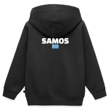 Samos Grèce Drapeau grec Grec - Sweat Premium à capuche zippé enfant bio - noir - Dos - AI Model Kid Male (0cm)