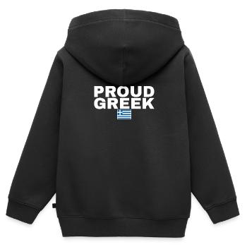 Fier grec Grèce Drapeau grec - Sweat Premium à capuche zippé enfant bio - noir - Dos - AI Model Kid Male (0cm)