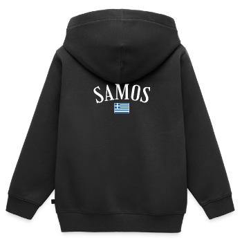 Samos Grèce Drapeau grec Grec - Sweat Premium à capuche zippé enfant bio - noir - Dos - AI Model Kid Male (0cm)