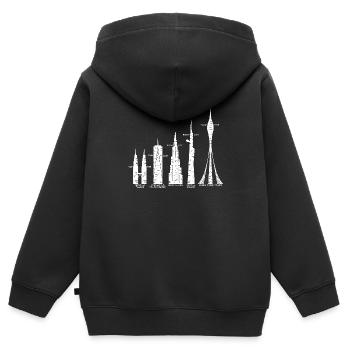 Les plus hauts gratte-ciel Nuages Bâtiments Méga tours - Sweat Premium à capuche zippé enfant bio - noir - Dos - AI Model Kid Male (0cm)