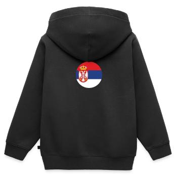 Serbie Drapeau serbe Fier Serbe - Sweat Premium à capuche zippé enfant bio - noir - Dos - AI Model Kid Male (0cm)