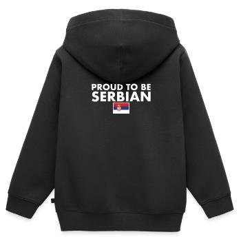 Fier d’être serbe Serbie Drapeau serbe Serbie - Sweat Premium à capuche zippé enfant bio - noir - Dos - AI Model Kid Male (0cm)