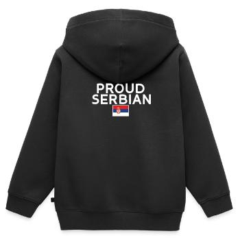Fier Serbe Serbe Serbe Drapeau Serbe - Sweat Premium à capuche zippé enfant bio - noir - Dos - AI Model Kid Male (0cm)
