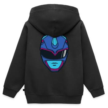 Power Rangers Blauer Ranger Helm Kostüm - Kinder Premium Organic Zip Hoodie - Schwarz - Hinten - AI Model Kid Male (0cm)