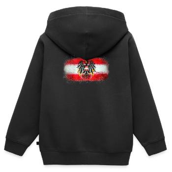 Drapeau de l’Autriche - Sweat Premium à capuche zippé enfant bio - noir - Dos - AI Model Kid Male (0cm)